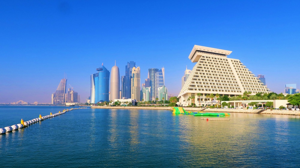 Doha's waterfront skyline in Qatar